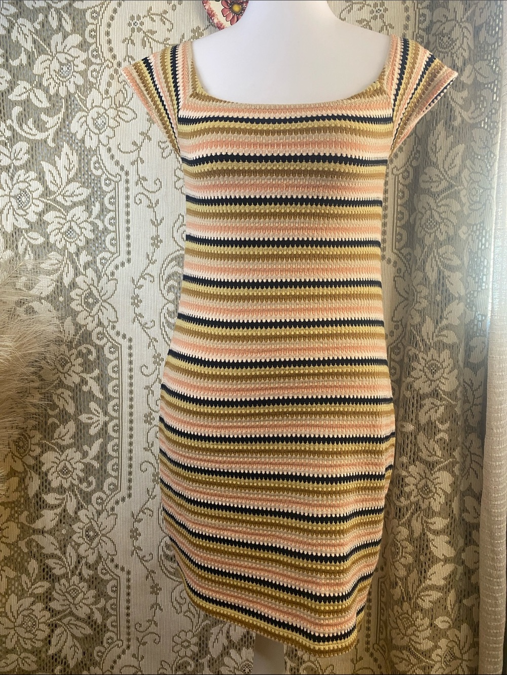 Rip Curl Sundial Stripe Off-The-Shoulder Knit Bodycon Dress